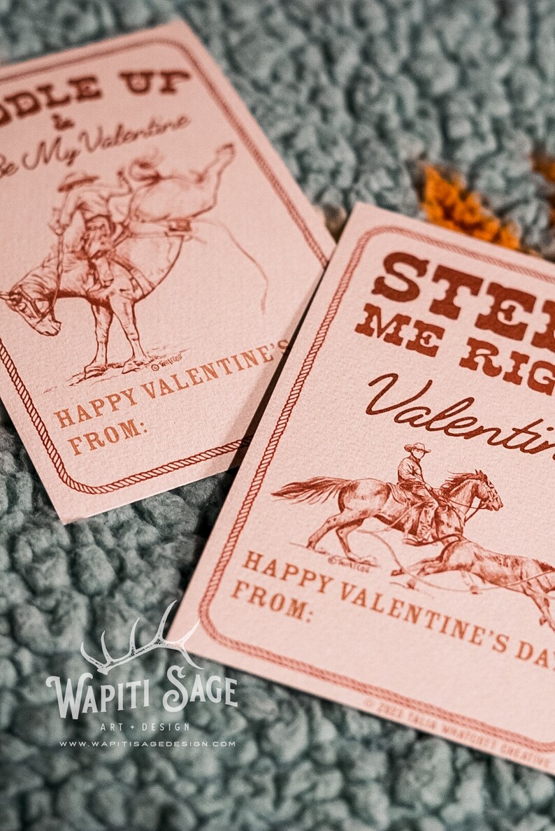 Rodeo Western Cowboy Valentine Cards / DIY Printable Valentine - Etsy