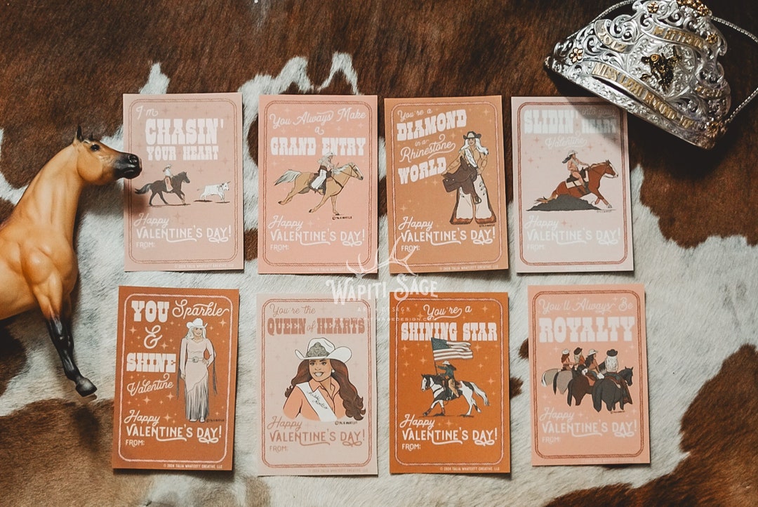 Rodeo Queen Valentine Cards Cowgirl DIY Printable Valentine Cowkid Pink ...