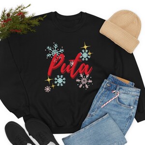 Puta Christmas, Funny holiday sweatshirt, Puta, Unisex Heavy Blend Crewneck Sweatshirt