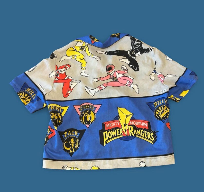 Power Rangers Shirt – Vintage Sheet Rework by BAD JUJU Design – 1-of-1 ...
