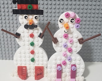 3D Printed Lego® Brick Compatible Snowman | Holiday Décor | Unique Christmas Tree Decoration | Ornament