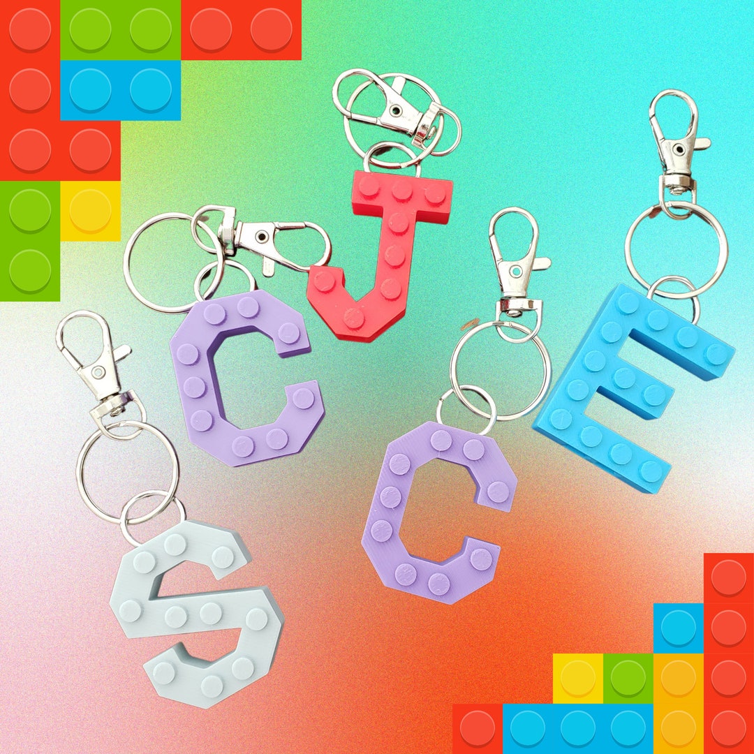 3D LEGO® Brick Compatible Letter Keychain | Personalized Kids Birthday ...