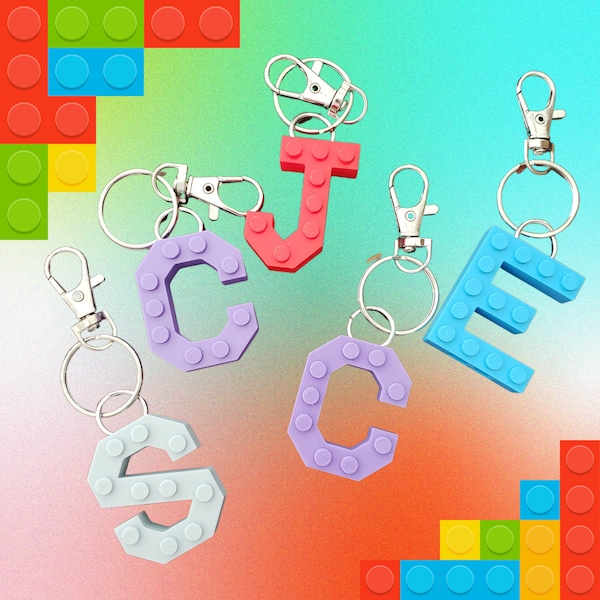 Custom 3D LEGO Brick Compatible Letter Keychain | Kids Birthday | Party Favors | Kids Stocking Stuffers | Kids Gift Idea | Backpack | School