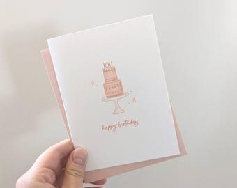 Happy Birthday with Cake | Single Greeting Card