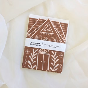 Christmas Cards Set of Four, Gingerbread House Christmas Cards