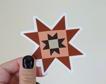 Quilt Star Vinyl Sticker in Earth Tones