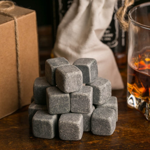 Whiskey Stones, Set of 9 with Velvet Pouch, Whiskey Rocks, Chilling Stones, Groomsmen Whiskey Rocks, Whiskey Gift Set, Reusable Ice Cubes