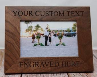 Walnut Personalized Frame, Custom Engraved Wood Picture Frame, Gift For Family, Wedding Frame, Newlywed Gift, 4x6, Custom Wood Picture Frame