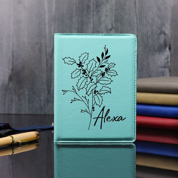 Birth Flower Passport Cover, Personalized Passport Cover, Custom Passport Holder, Engraved Passport Cover, Passport Wallet, Passport Sleeve