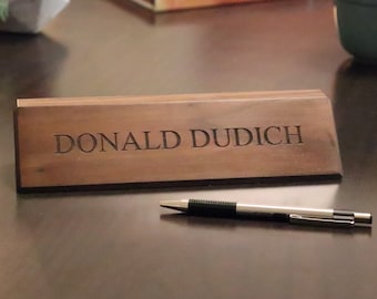 Desk Name Plate, Custom Name Sign, Personalized Wood Desk Name, Customized Walnut Desk Name, Executive Personalized Desk Name Plate