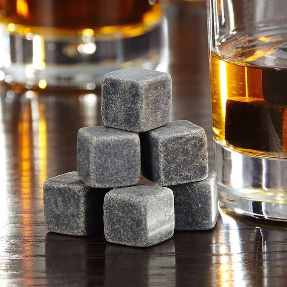 Whiskey Stones Chilling Ice Cubes - Set of 9 Whiskey Rocks Chilling Stones  Reusable Whiskey Stone for Your Drinks with Velvet Gift Pouch Great Gift