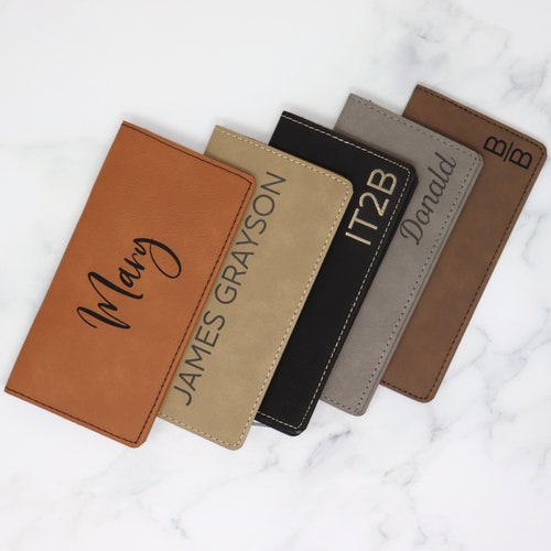 Personalized Checkbook Covers Leather Check Wallet Engraved Etsy