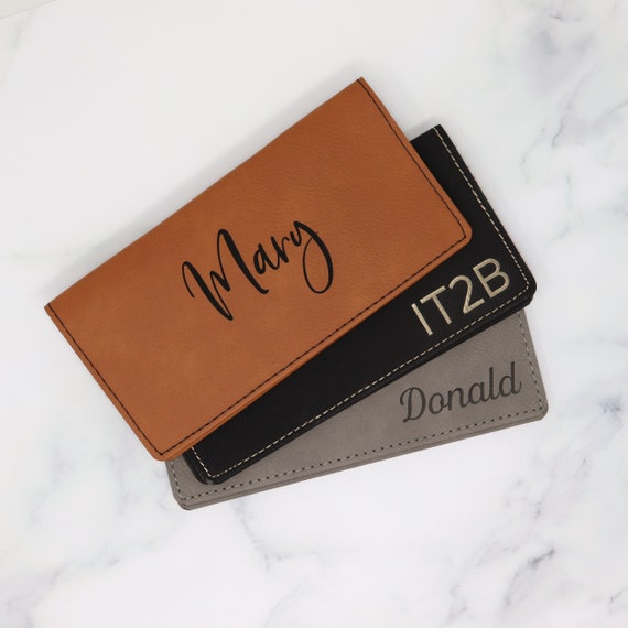 Personalized Checkbook Covers Leather Check Wallet Engraved Etsy
