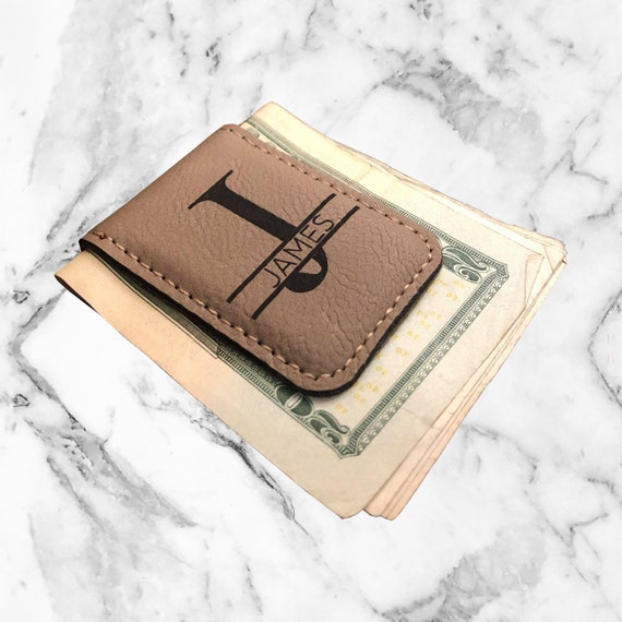 Personalized Leather Money Clip Engraved Leather Etsy
