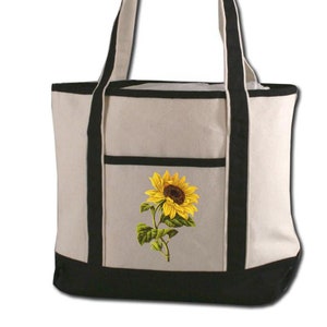 Sunflower Art Designer Image Spring Beach Reusable Library Travel Craft Project laptop Book Market Shopping Canvas Tote Bag W/Long handles