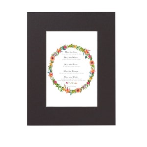 Apache Blessing in a Beautiful Floral watercolor wreath with Arrow Various Color Options Quality Custom Print in 11X14 Photo Mat room decor