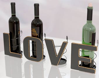 LOVE Letter Wine Bottle Holder Art Décor ~ Metal ~ All 4 Letters LOVE ~ Gifts for Wine Lovers ~ by HouseVines