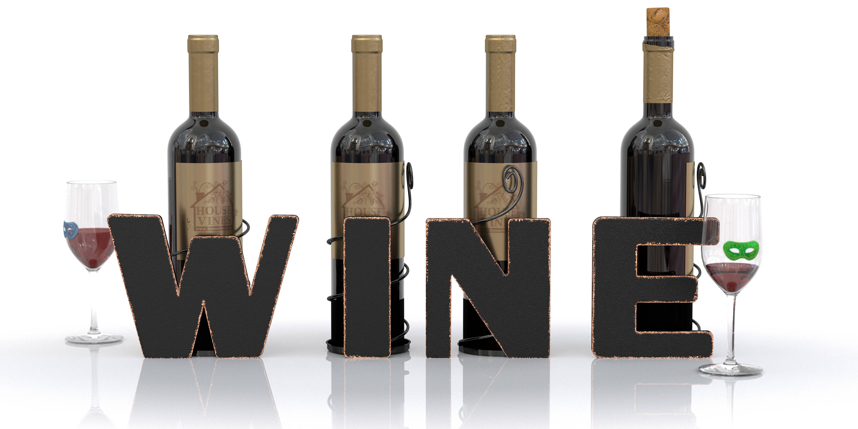Wine Letter Metal Wine Bottle Holder All 4 Letters Wine Etsy
