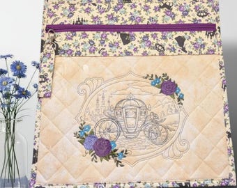 Fairytale Cinderella Embroidered Vinyl Front Project Bag Cross Stitch/Knitting/Crochet/ Storage Bag