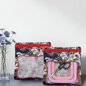 Vinyl Front Notions Pouch Bag - Chinese Dragon