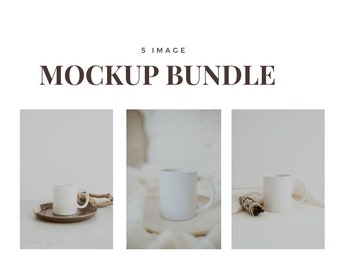 Weiße 11 oz Kaffeetassen Mockup Bundle: Minimalistisches Design (JPG)
