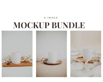 Minimalist White Coffee Mug Mockup Bundle (6 Images, JPG)