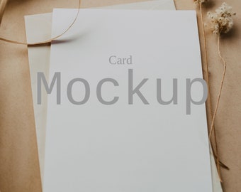 ミニマリスト招待状モックアップ、5x7カード、JPG、PSD（デジタルダウンロード）