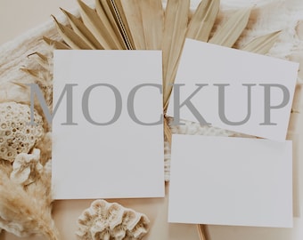 Elegant Wedding Invitation Mockup, Stationery Cards (JPG, PSD)