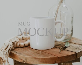 Minimalist White Mug Mockup, 11 oz Coffee Mug (JPG)Not Ai Generated, Real Photographs