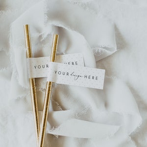 Elegant White- Elegant Straw Flag Mockup, Straw Mockup, Name Tag Mockup, Wedding Favor Mockup, Wedding Mockup, Wedding Stationery Mockup