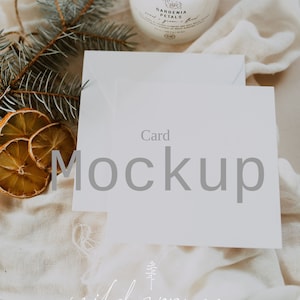 Kerstuitnodiging mockup, vierkante kerstkaart mockup, kerstkaart mockup, kaart mockup, briefpapier mockup, kerstkaart mockup
