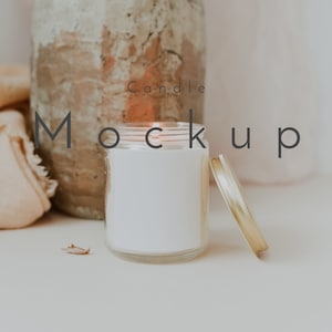 Boho 9 OZ Jar Candle Mockup, 9 OZ Jar Candle Mockup, Boho Candle Label Mockup, Candle Label Mockup, 2.5x2.5&quot; Label Mockup, Mockup, B2