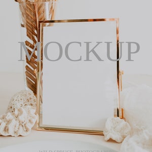 Sign Mockup, Wedding Sign Mockup, Frame Mockup, 5x7 Mockup, Gold Frame Mockup, Wedding Stationery Mockup, Stationery Mockup, Mockup, Beach1