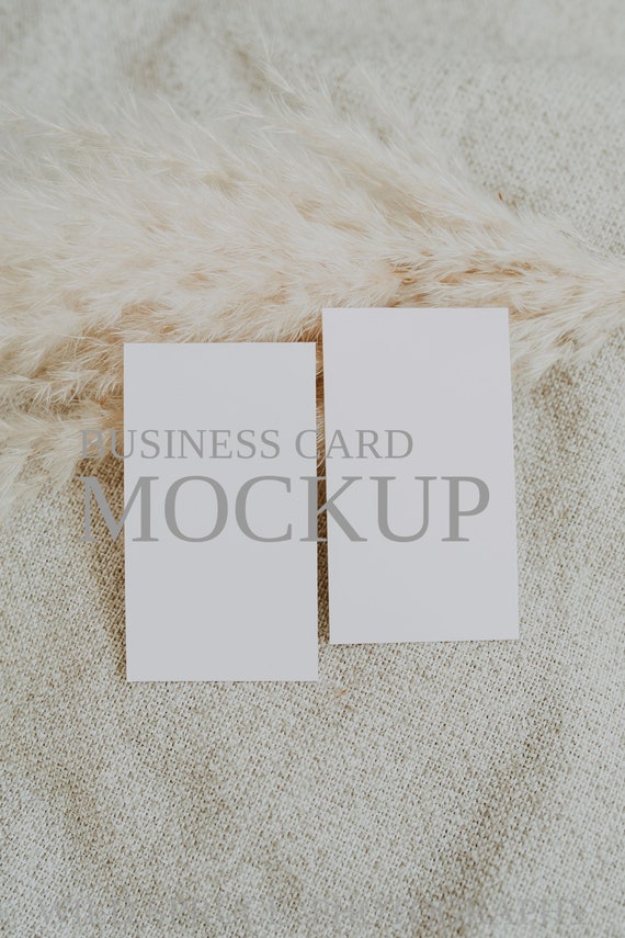 Boho Business Card Mockup, Vertical, Double (JPG, PSD)