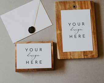 Minimalist Wedding Card Mockup, 5x7 Invitation (JPG, PSD)