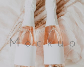 Boho Champagne Label Mockup | Wedding Stationery Design (Photoshop Smart Object)