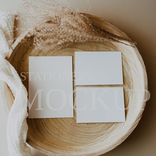 Minimalist Wedding Invitation Mockup, Stationery Branding (JPG, PSD)Not Ai Generated, Real PhotographsActually Hand Made
