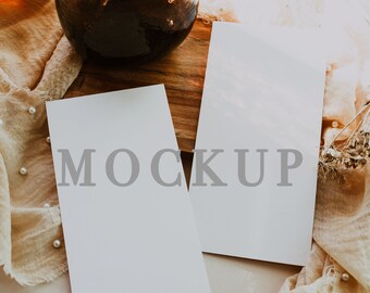 10x20 Menükarte Mockup, Hochzeits-Briefpapier (JPG, PSD)