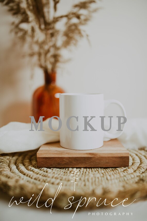 White Coffee Mug Mockup, Minimalist Design (JPEG)Not Ai Generated, Real Photographs