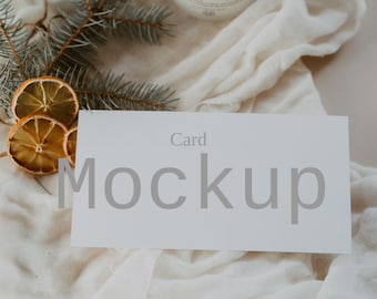 Christmas Card Mockup, Holiday Invitation (JPG, PSD)