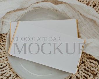 Chocolate Bar Wrapper Mockup, Label Stationery (JPG, PSD)