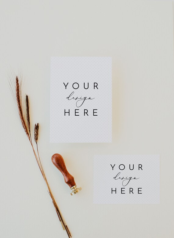 Wheat Neutral Wedding Invitation Mockup Neutral Wedding Etsy