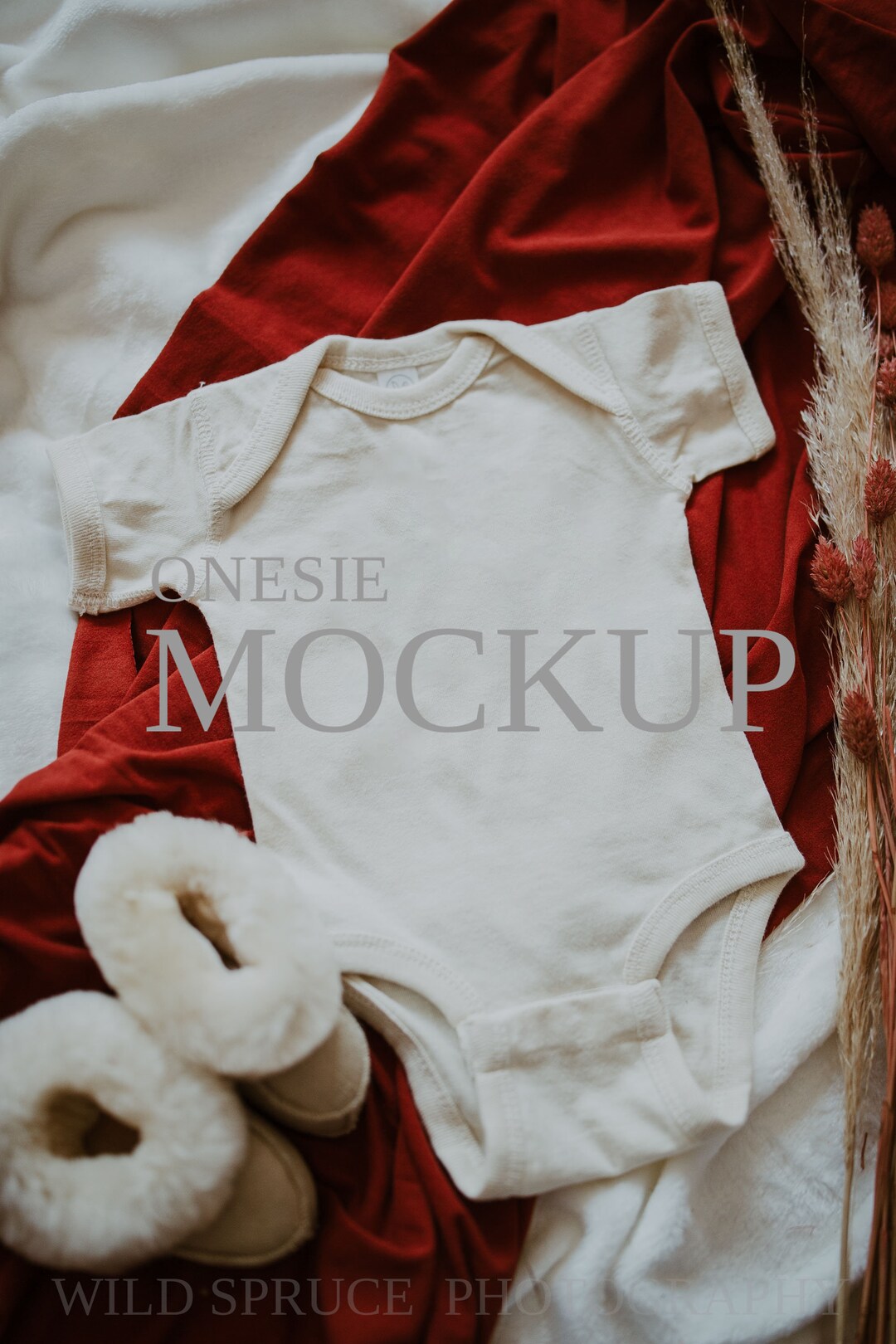 Natural Rabbit Skins Onesie Mockup, Rabbit Skins Bodysuit Mockup