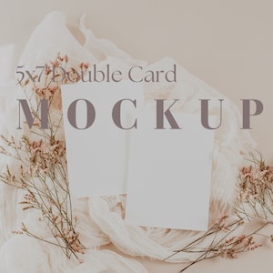 Boho dubbele 5 x 7 uitnodiging mockup, dubbele 5 x 7 bruiloft uitnodiging mockup, bruiloft uitnodiging mockup, wenskaart mockup, kaart mockup