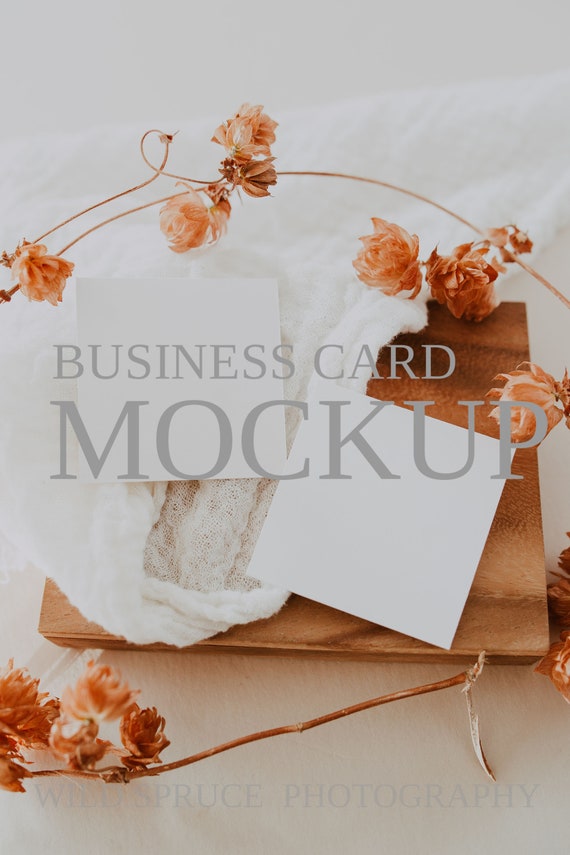 Boho Square Business Card Mockup, 2.5x2.5" (JPG, PSD)