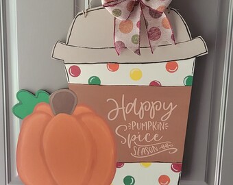 Fall Door Hanger | Pumpkin Door Hanger | Pumpkin Spice Sign | Coffee Door Hanger | Fall Decor | Pumpkin Sign | Door Hangers | Ready to Ship