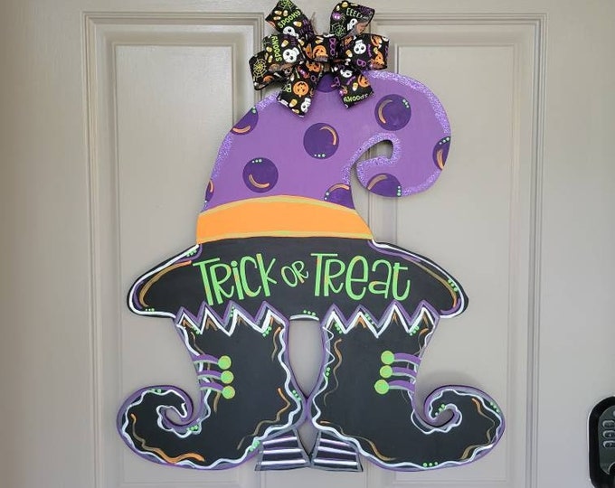 Halloween Door Hanger | Trick or Treat Sign | Witch Door Hanger | Witch ...
