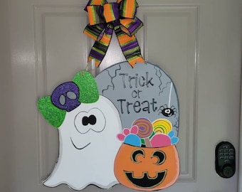 Halloween Door Hanger | Trick or Treat Sign | Witch Door Hanger | Witch ...