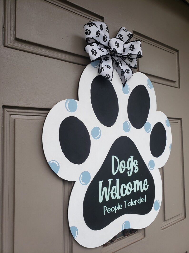 Paw Print Door Hanger Dog Door Hanger Paw Print Decor Etsy