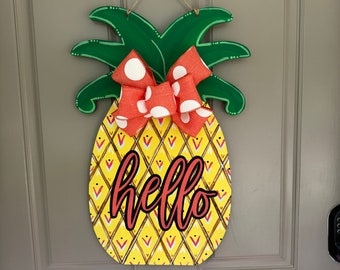 Summer Door Hanger | Pineapple Door Hanger | Hello Door Hanger